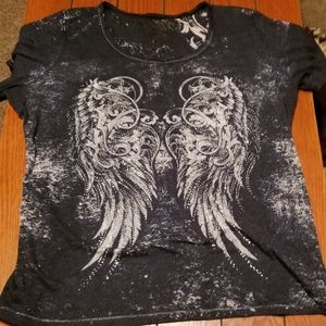 Navy Maurices plus 2 rinestone burnout top